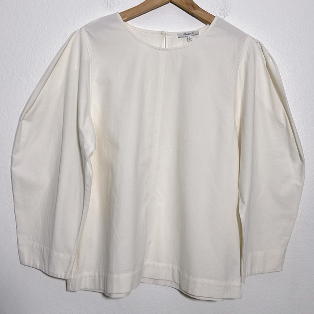 New Madewell White Boxy Long Sleeve Top Size L
